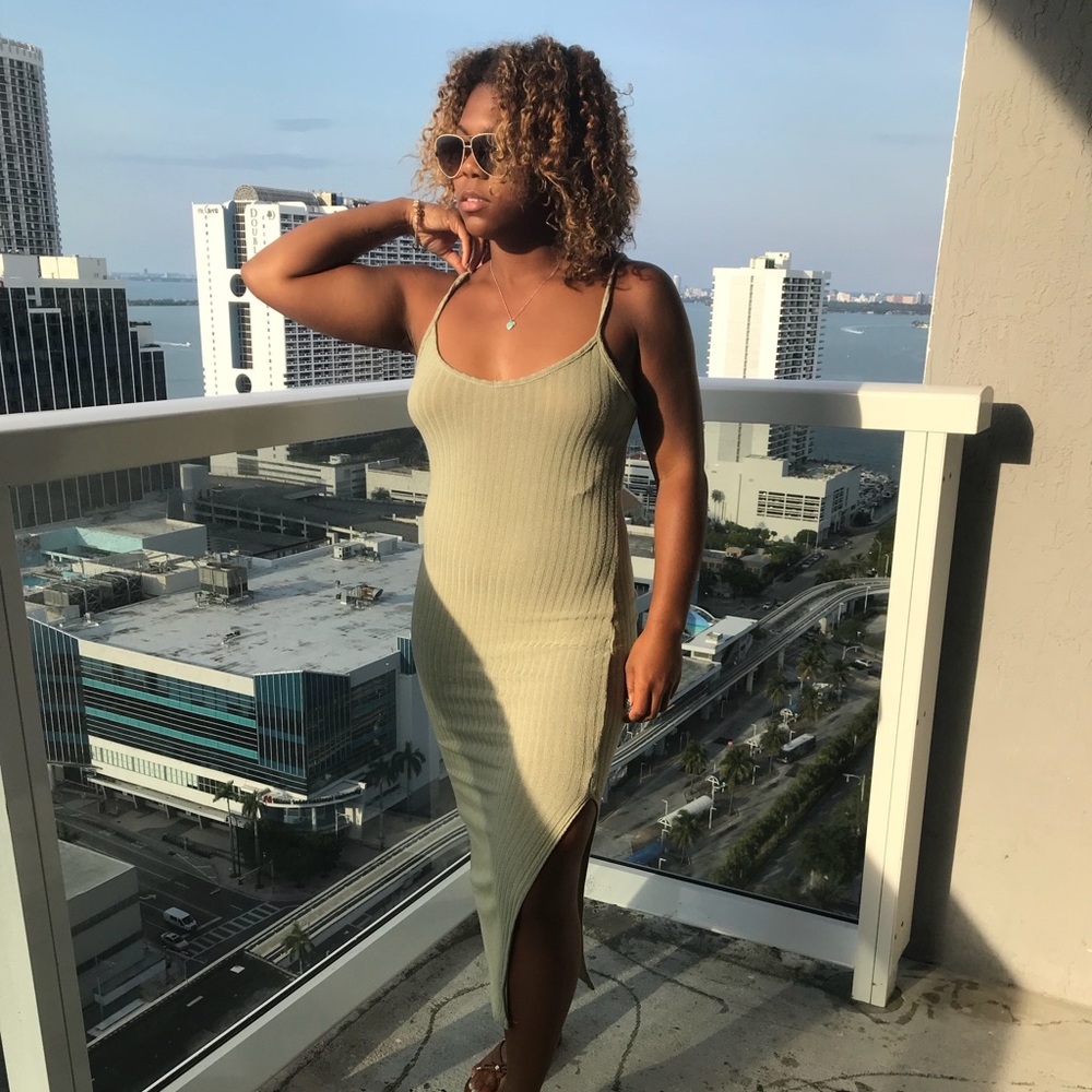 Green midi dress